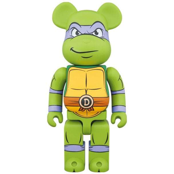 1000% Bearbrick Donatello figurine from Teenage Mutant Ninja Turtles by Medicom Toys, featuring a purple mask and green body.