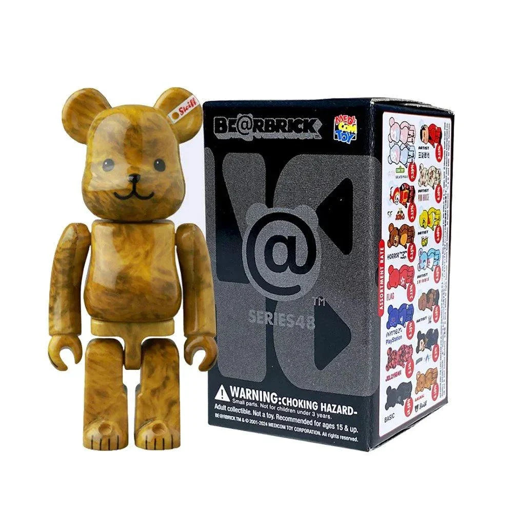 Bearbrick Blindbox Series 48 toy figure with packaging featuring multiple design options, including Sesame Street and Sony Playstation.