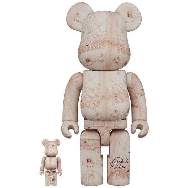 400% & 100% Bearbrick Set - Leonardo Da Vinci Vitruvian Man Design, Limited Edition by Medicom Toy