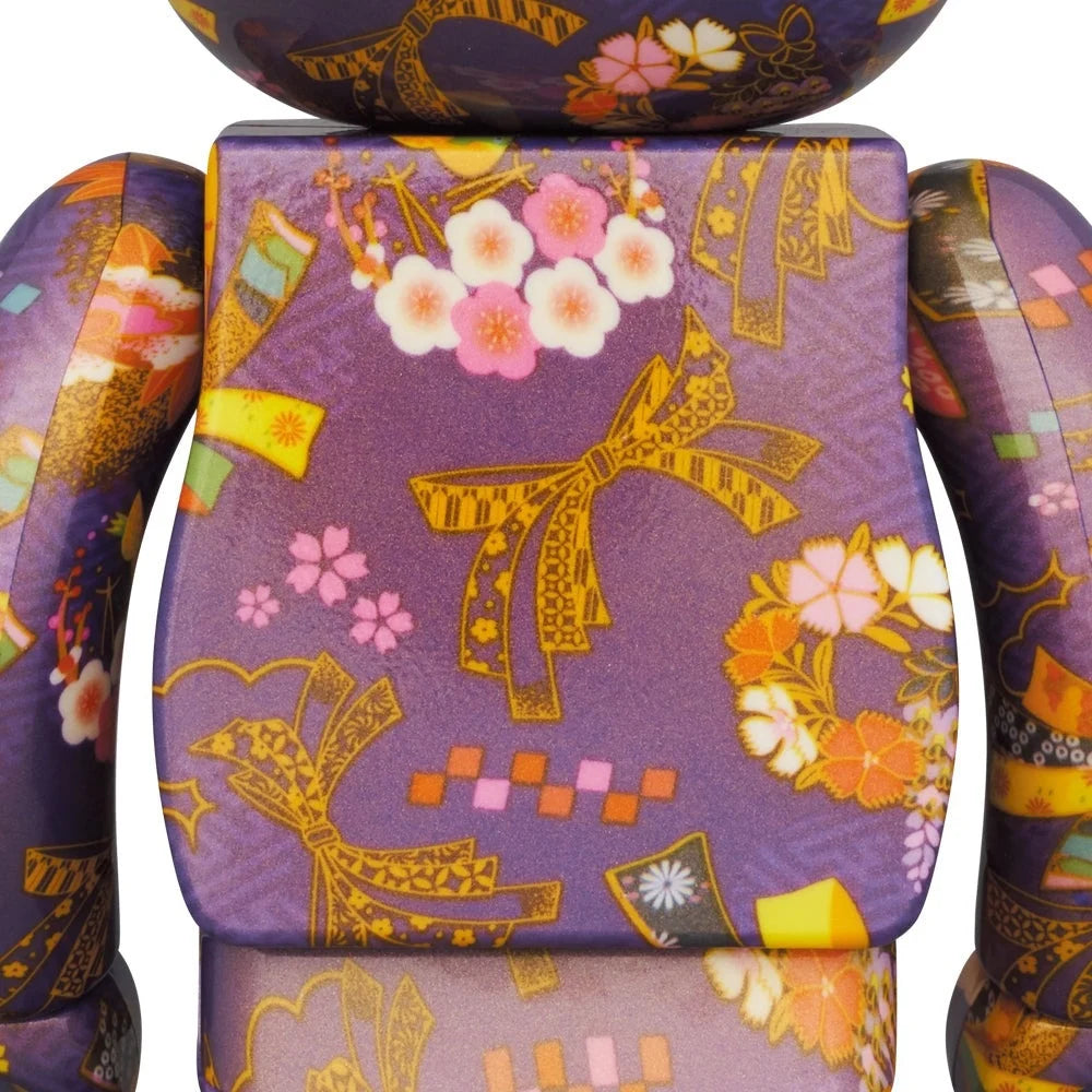 400% & 100% Bearbrick - Chiyogami II (Purple)-Medicom Toy-Bearbrick