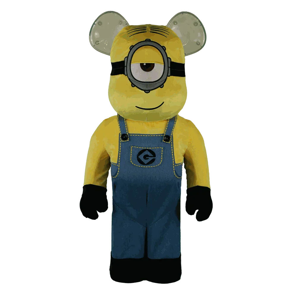 1000% Bearbrick in Minions Stuart costume, 70 cm oversized collectible.