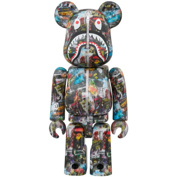 400% & 100% Bearbrick 3 pcs sæt - BAPE(R) LEGACY CAMO SHARK (Navy ver.)