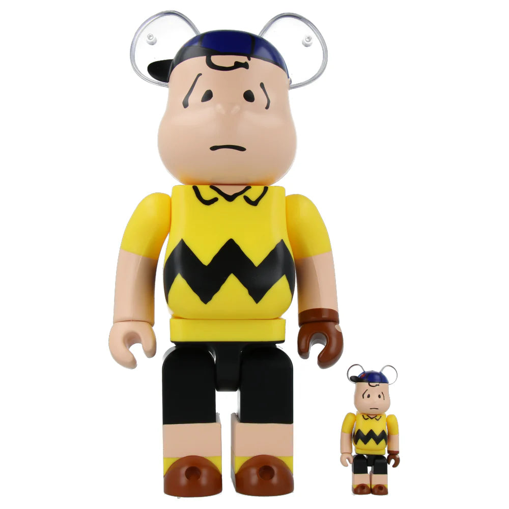 400% & 100% Bearbrick Sæt – MLB x Peanuts - Charlie Brown (New York Mets)