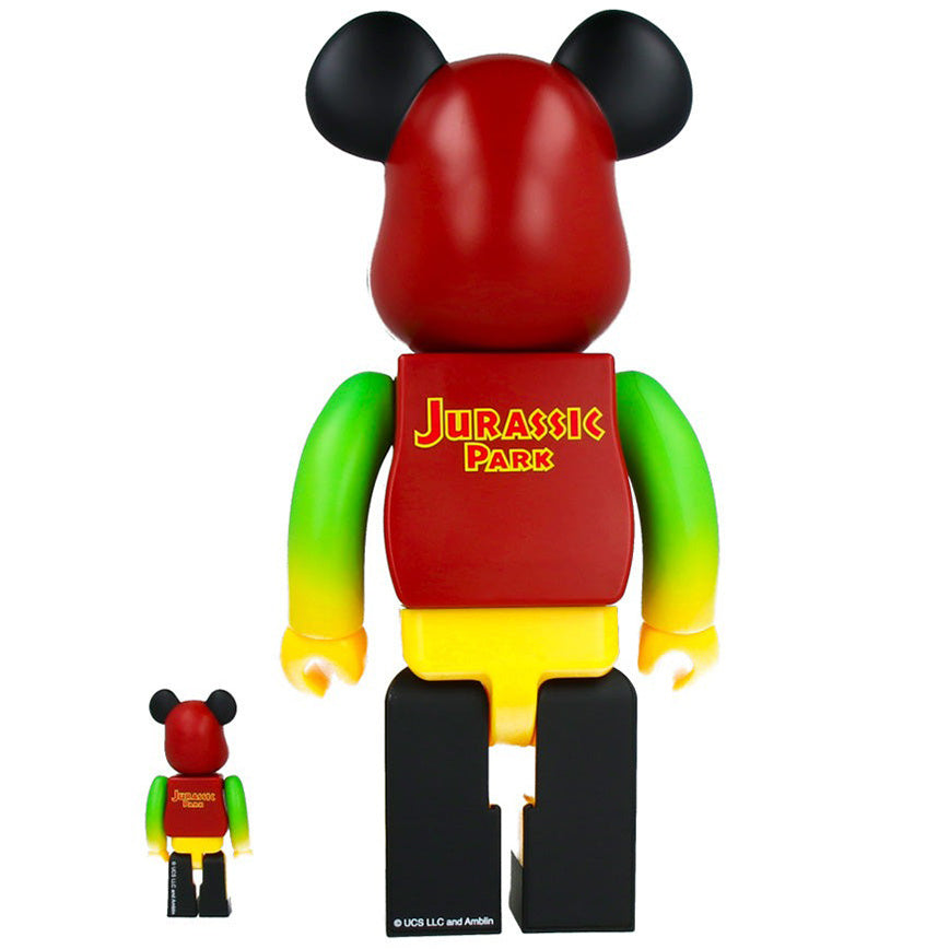 400% & 100% Bearbrick -setti – Jurassic Park (Vihreä & Keltainen)