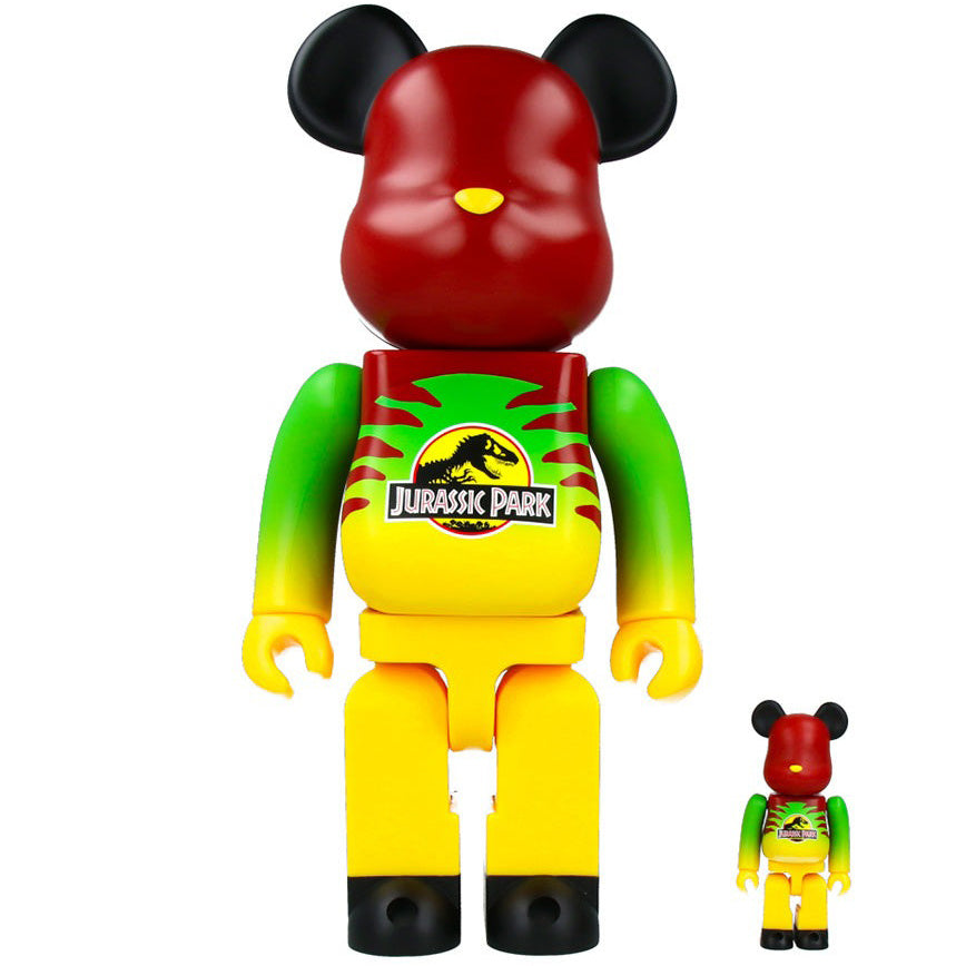 400% & 100% Bearbrick -setti – Jurassic Park (Vihreä & Keltainen)