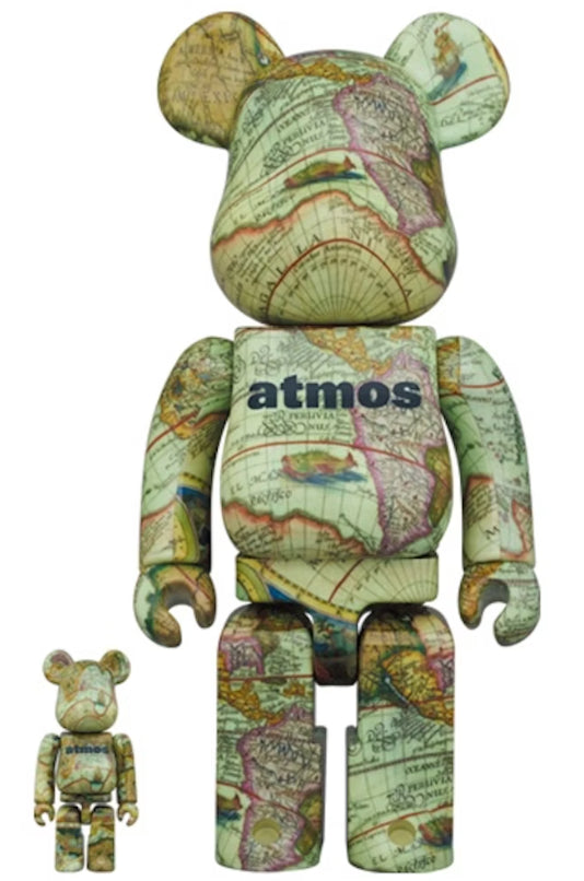 400% & 100% Bearbrick -setti – Atmos – Aged Map