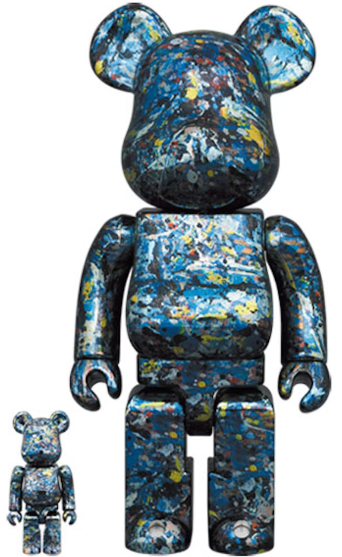 400% & 100% Bearbrick -setti – Jackson Pollock Studio (Chrome-versio)