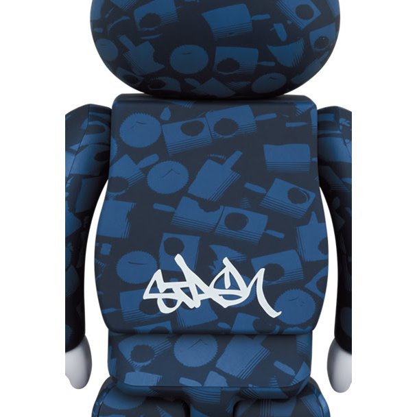 400% & 100% Bearbrick sæt - Stash (Blue pattern) by Medicom Toys