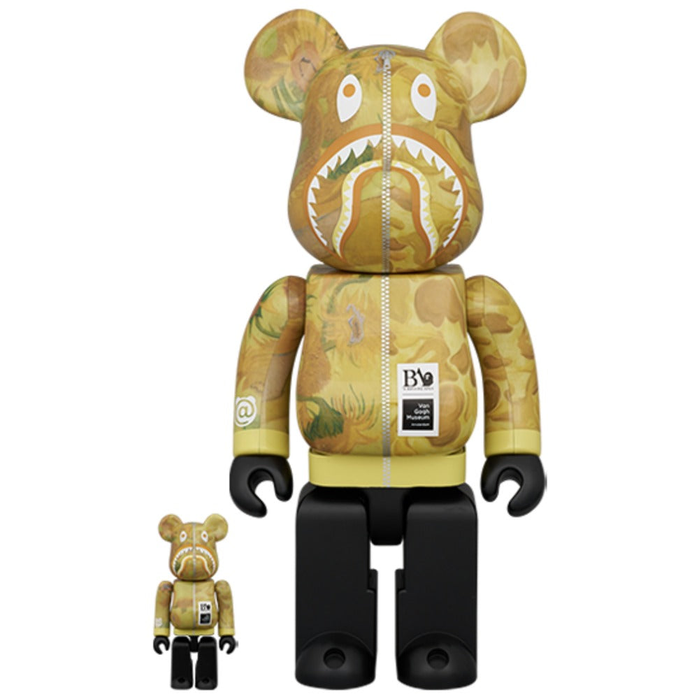 400% & 100% Bearbrick-setti – Auringonkukkia (BAPE x Van Gogh)