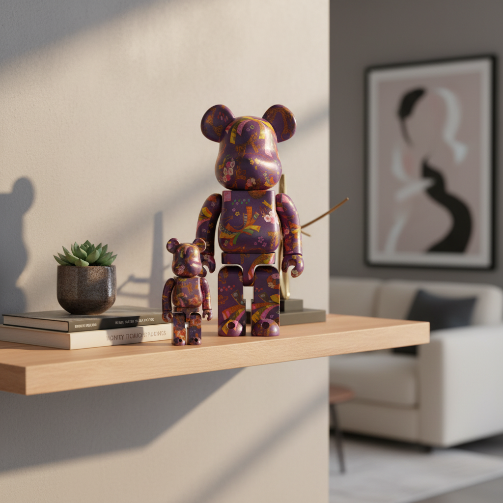 400% & 100% Bearbrick - Chiyogami II (Purple)