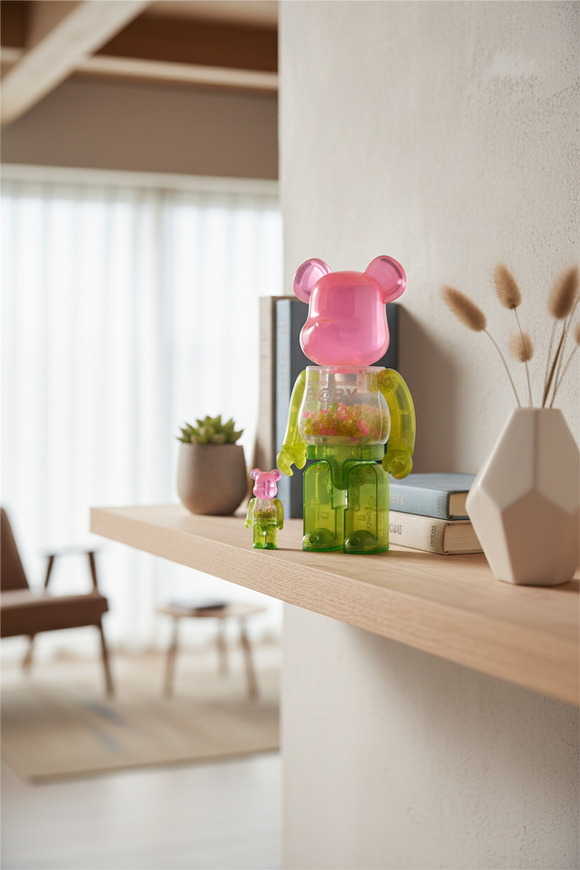 400% & 100% Bearbrick sæt - My First Bearbrick Baby (1st Color Clear)-Medicom Toy-Bearbrick