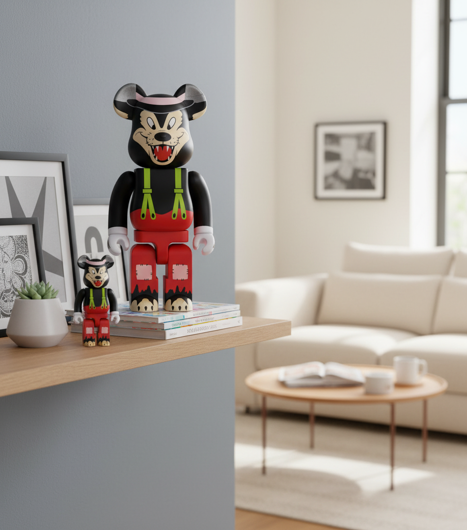 400% & 100% Bearbrick Sæt - The Big Bad Wolf (Disney)-Medicom Toy-Bearbrick