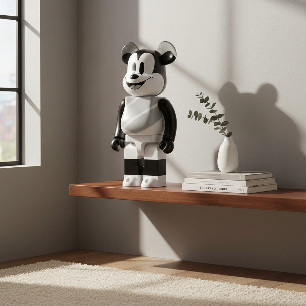 400% & 100% Bearbrick sæt - Mickey Mouse (Hat and Poncho)-Medicom Toy-Bearbrick