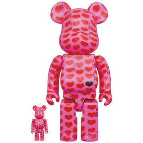 400% & 100% Bearbrick sæt - Pink Heart by HIDE