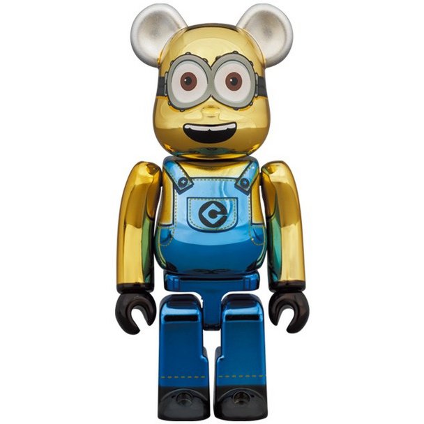 400% & 100% Bearbrick sæt - Minion Dave (Chrome ed.)