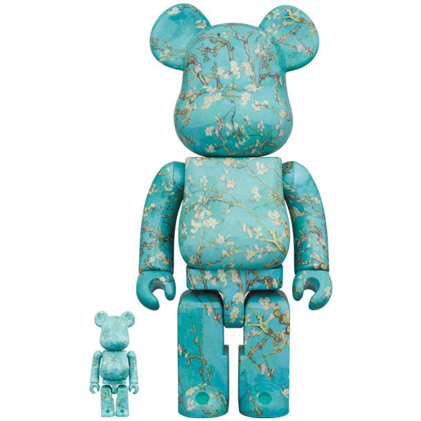 400% & 100% Bearbrick sæt - Vincent Van Gogh (Almond Blossoms)