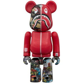 400% & 100% Bearbrick 3 pcs sæt - BAPE(R) LEGACY CAMO SHARK (Red ver.)