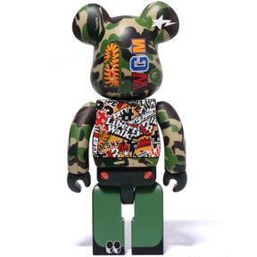 400% + 100% Bearbrick sæt - LBWK x BAPE (Green Camo)