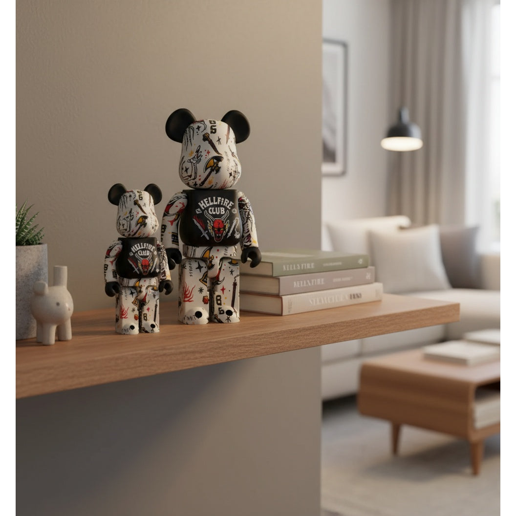 400% & 100% Bearbrick Set - Hellfire Club (Stranger Things)