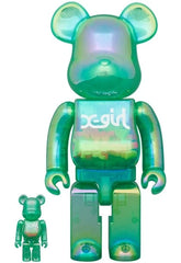 400% & 100% Bearbrick Set - X-girl (Clear Green)