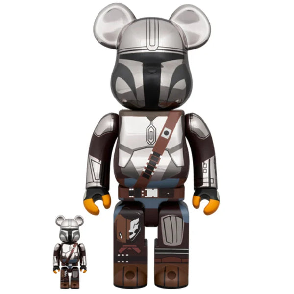 400% & 100% Bearbrick - The Mandalorian Chrome ed. (BWWT3)