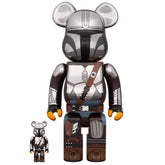 400% & 100% Bearbrick - The Mandalorian Chrome ed. (BWWT3)
