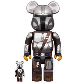 400% & 100% Bearbrick - The Mandalorian Chrome ed. (BWWT3)